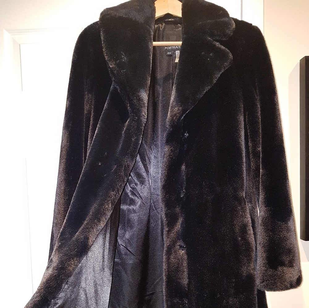 Portrait brand, never worn faux fur coat